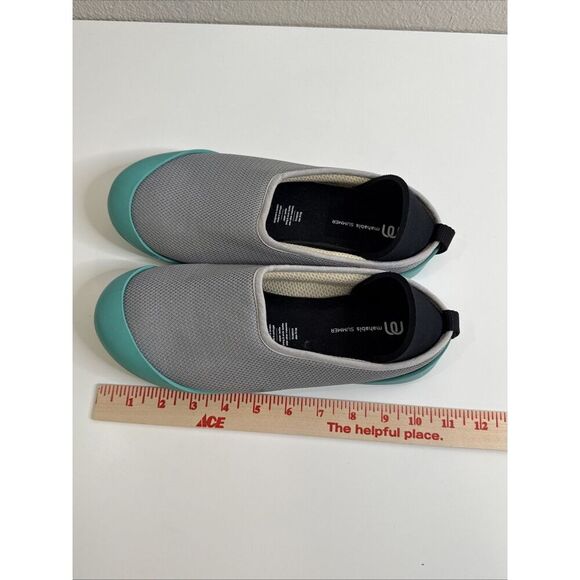 MAHABIS Size 39 BREATHE SUMMER SLIPPERS With Removable Sole Gray Turquoise - Picture 4 of 10